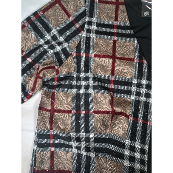 Serengeti Women Sz 1X Elegant Floral Roses Embossed Glitter Overlay Top - Picture 8 of 16